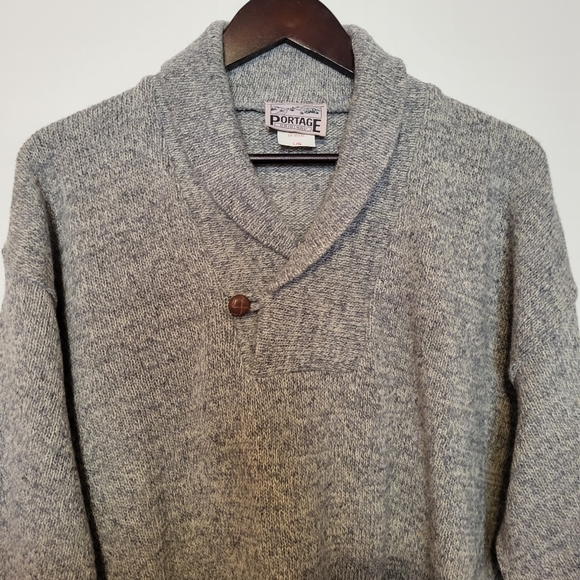 Vintage Portage Original men's wool blend shawl collar sweater size L - Picture 3 of 10